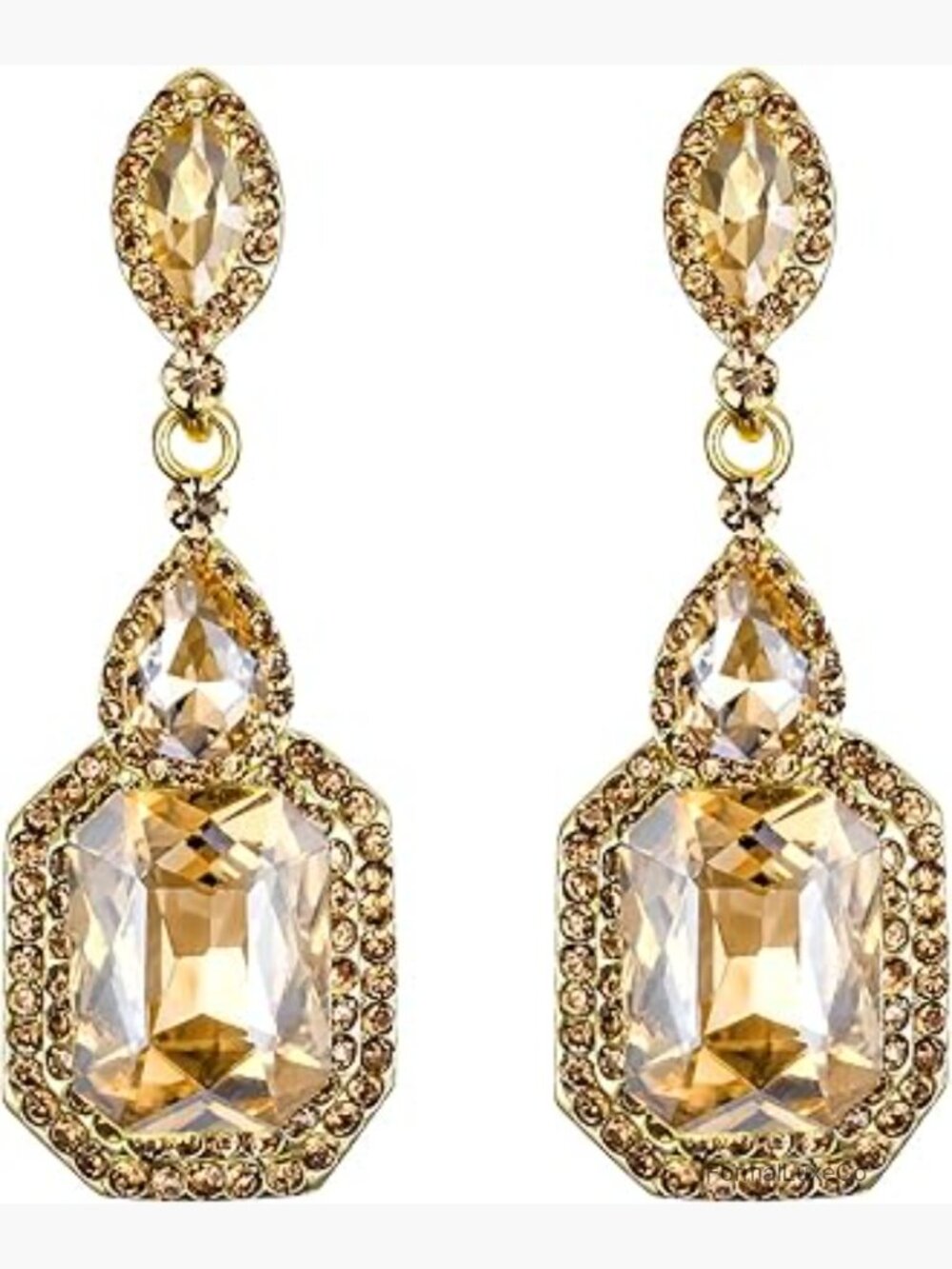 Crystal Emerald Cut Infinity Figure 8 Chandelier Dangle Earrings